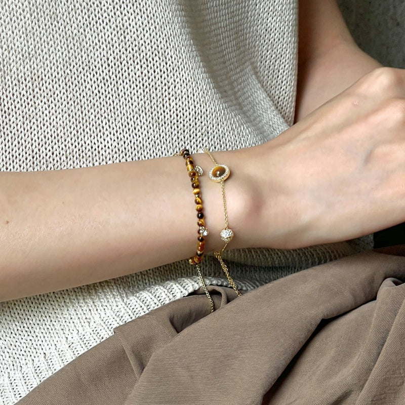 Tiger eye stacking bracelet set - second angle