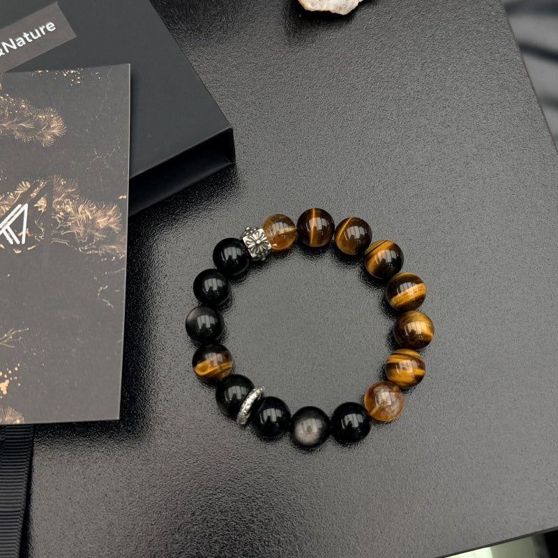 Tiger Eye and Black Obsidian bracelet on vintage letter paper