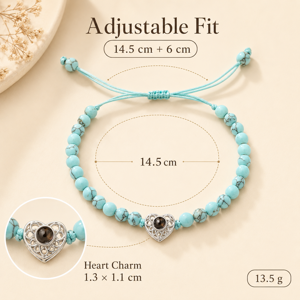 Green and pink matching heart projection bracelet set