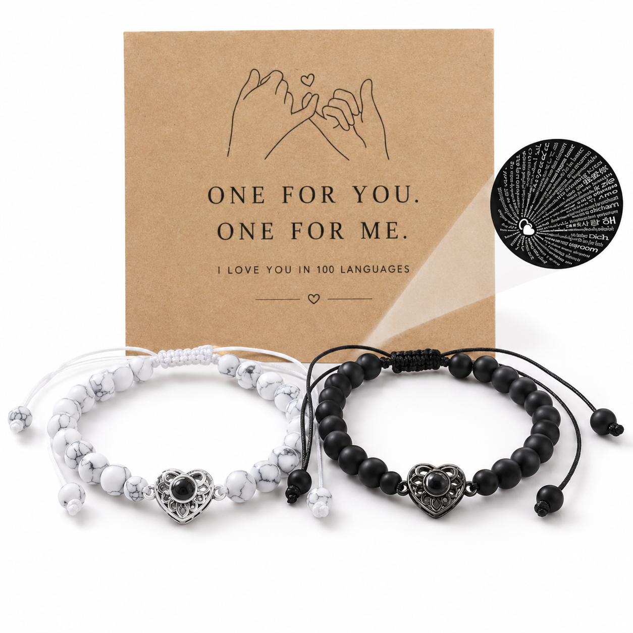 100 Languages "I Love You" Projection Heart Bracelet – Adjustable Couple Bracelet