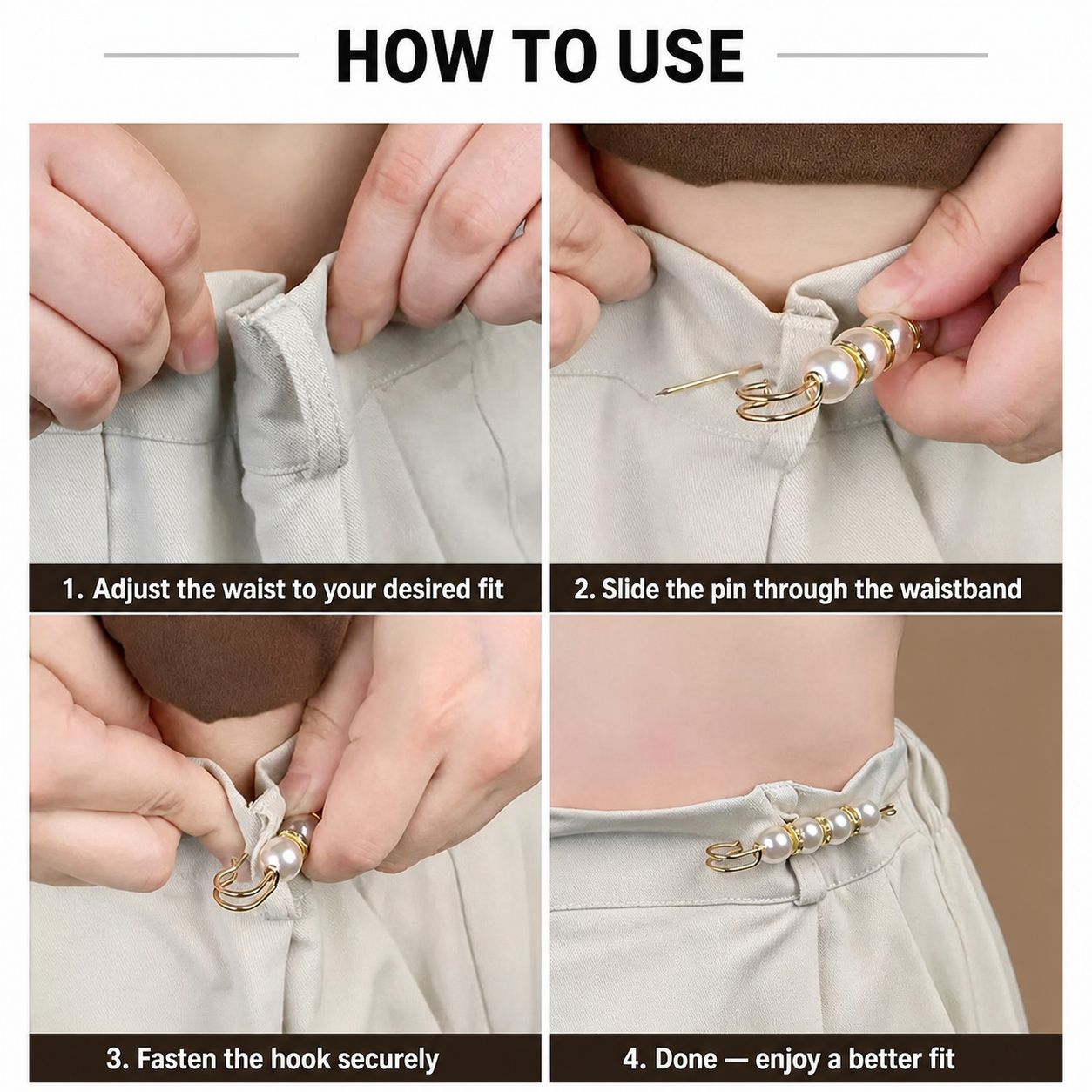 36-Piece Pearl Waist Cinch Pin Set – Decorative Clothing & Pants Tightener Pins
