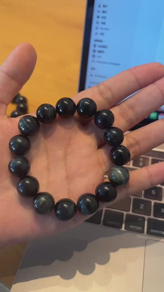 14mm，Blue Tiger Eye Bracelet – Calm, Clarity & Protection
