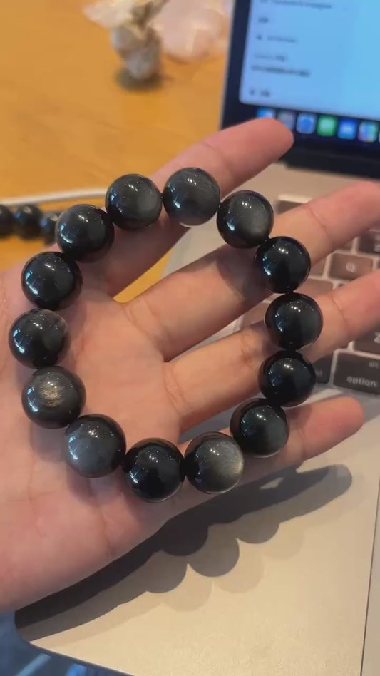 16mm，Black Obsidian Bracelet – Protection, Grounding & Energy Cleansing